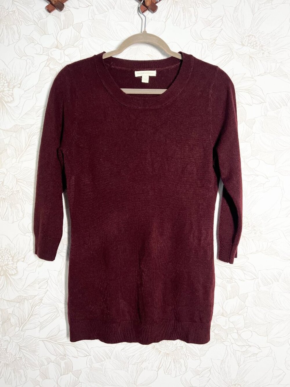 New York & Company Burgundy Knit Tunic Sweater Womens Medium Long Sleeve